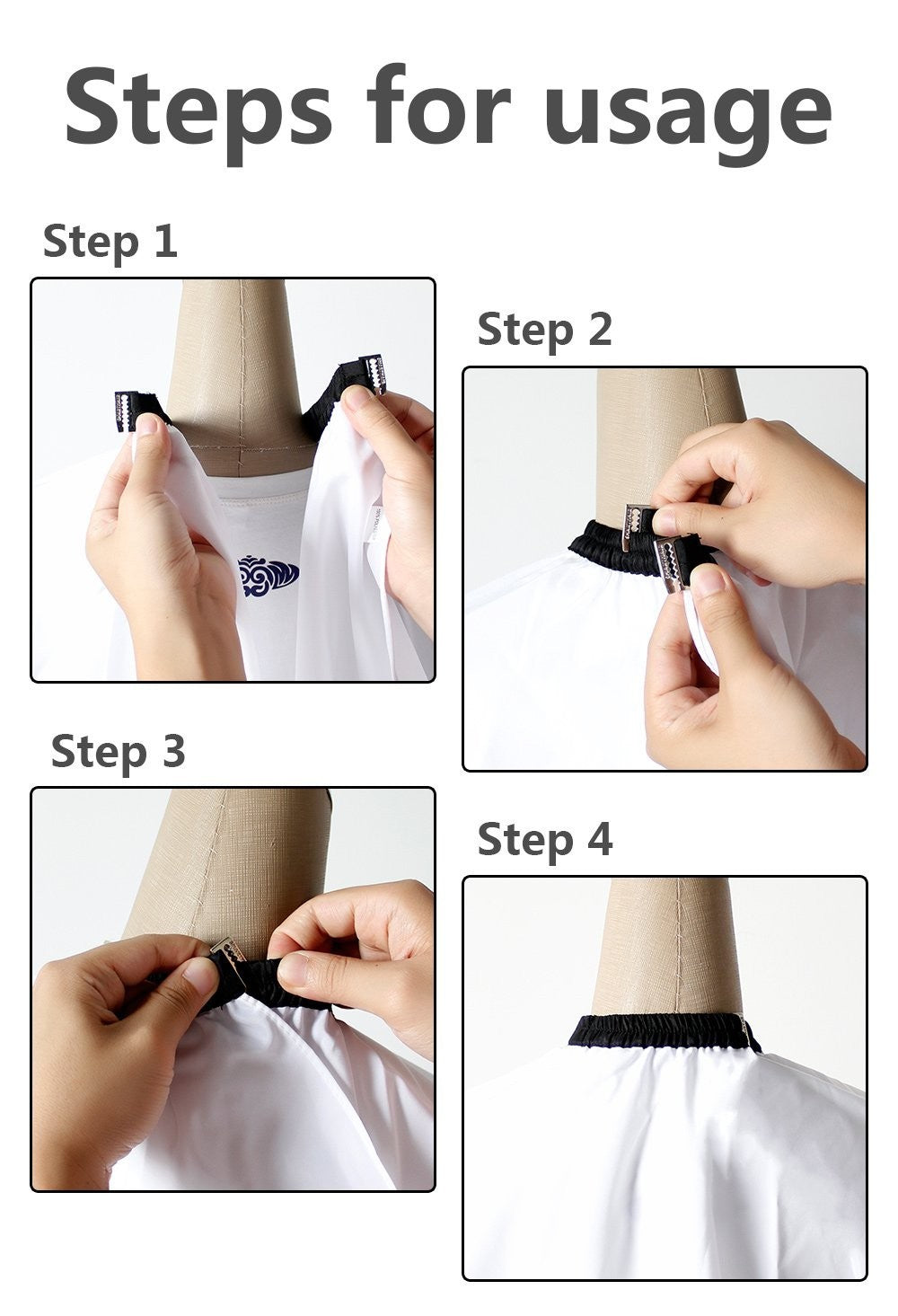 Waterproof Haircut Cape 54x62 Inches for Salon & Barber Use - White Polyester