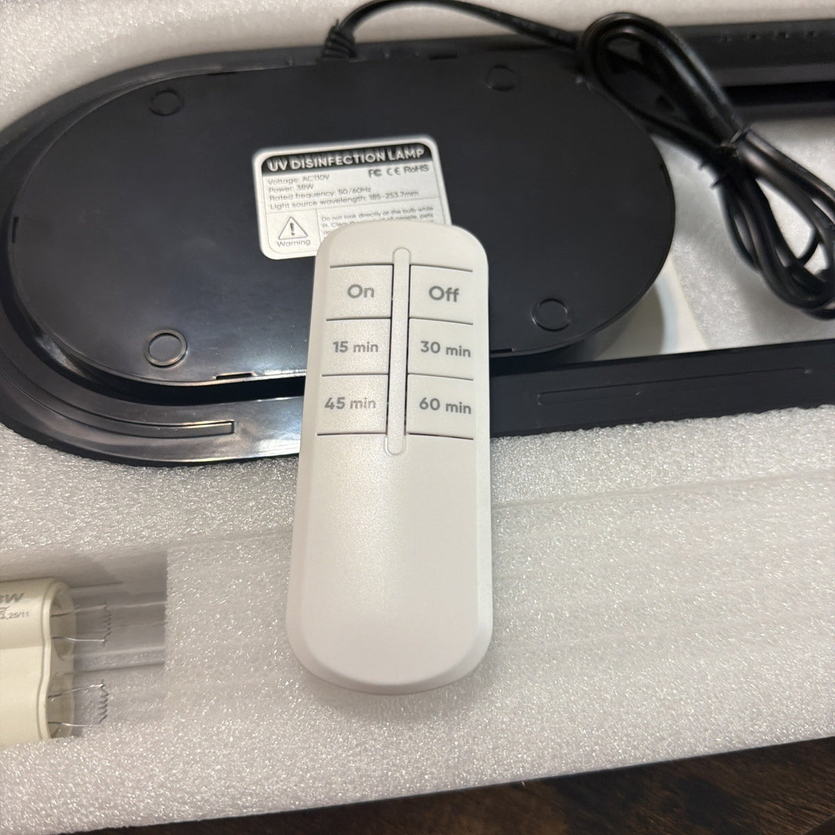 UV-C Disinfection Sterilizer Lamp with Remote 360° UV Germ Killer Black