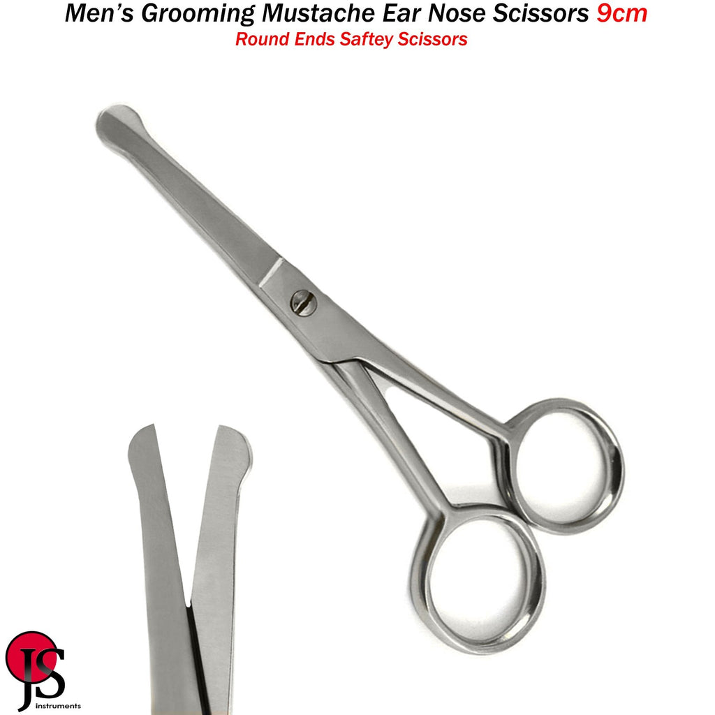 Men's Nose Hair and Beard Grooming Scissors - Stainless Steel, 9cm