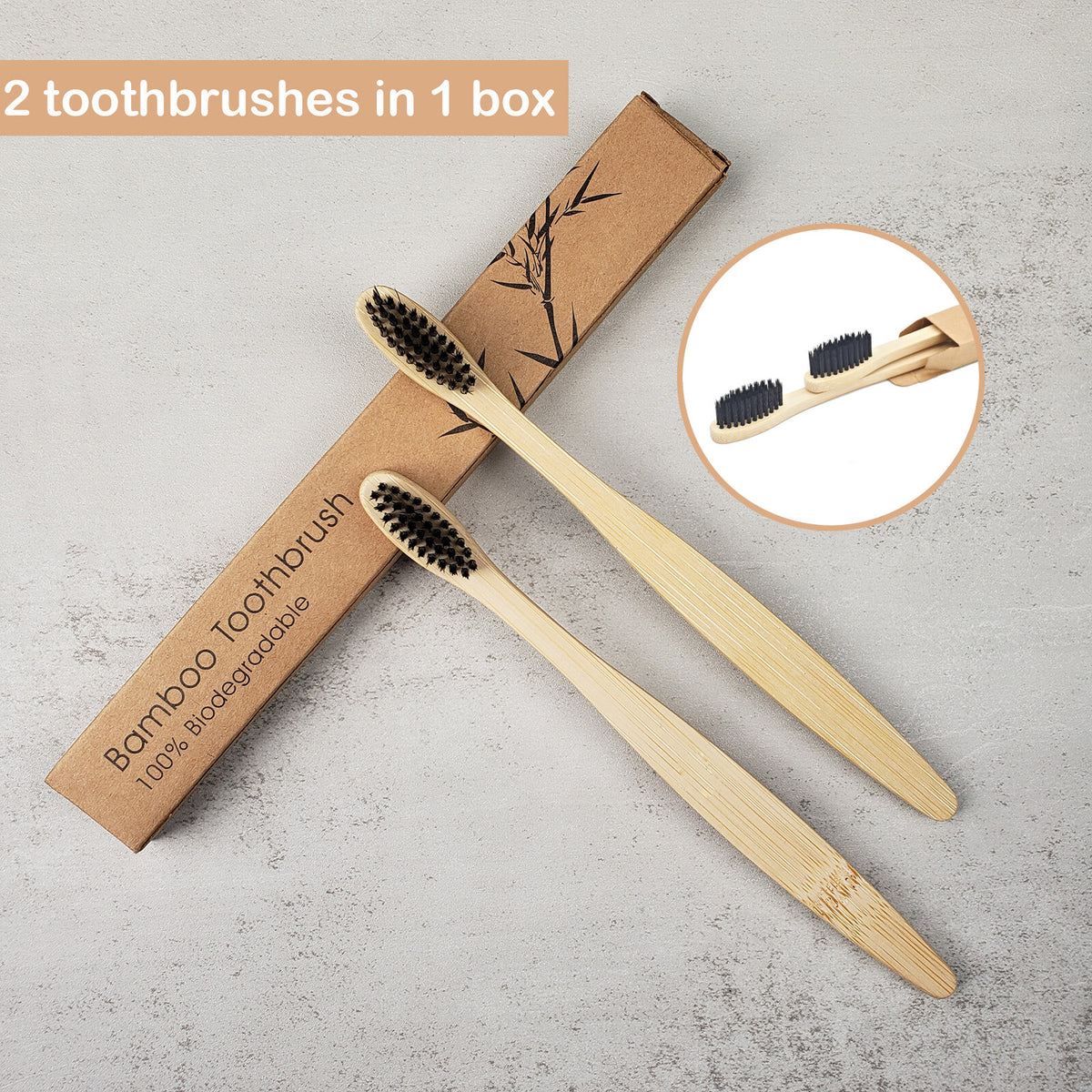 Eco-Friendly Bamboo Toothbrush Set for Adults and Kids - Natural Charcoal Bristles