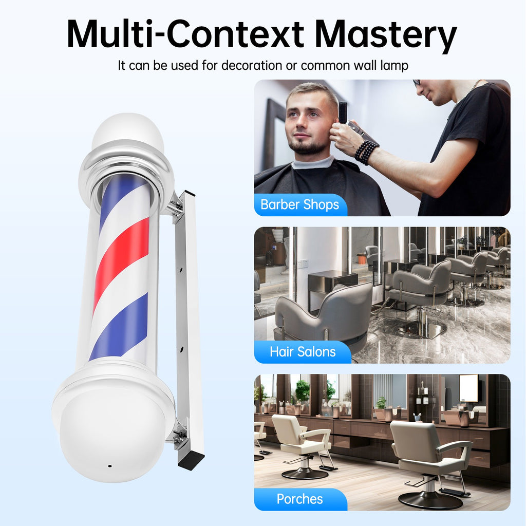 Rotating LED Sign Lamp for Barber Shop Pole Red Blue White Light