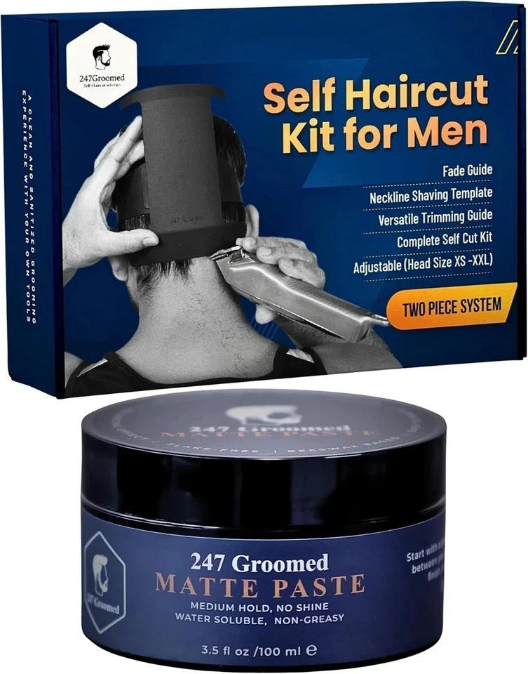 Men's Self Haircut Kit with Guide Templates - DIY Fading & Neckline Shaving