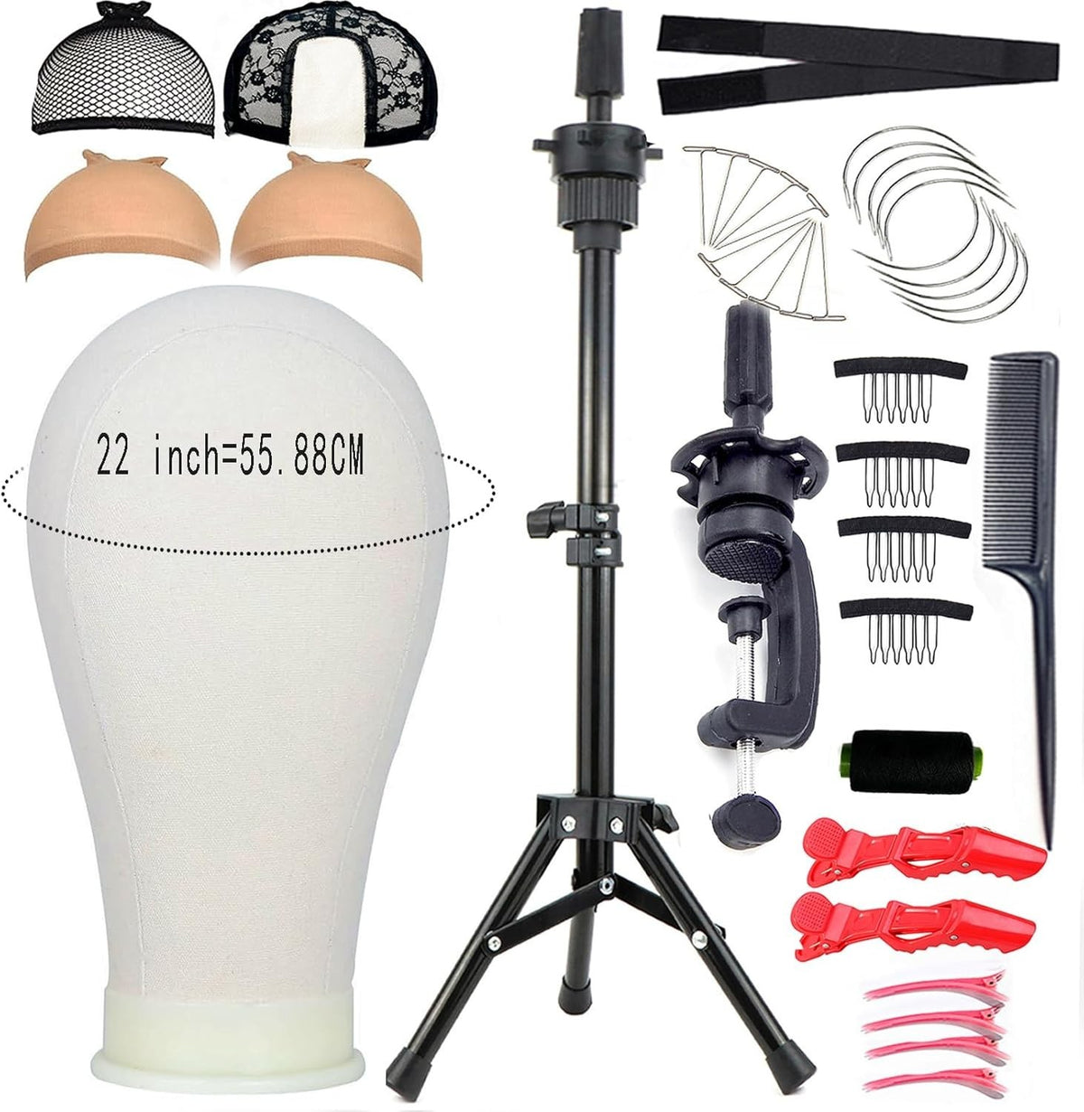 22 Inch Wig Mannequin Head for Wigs Styling Practice & Display
