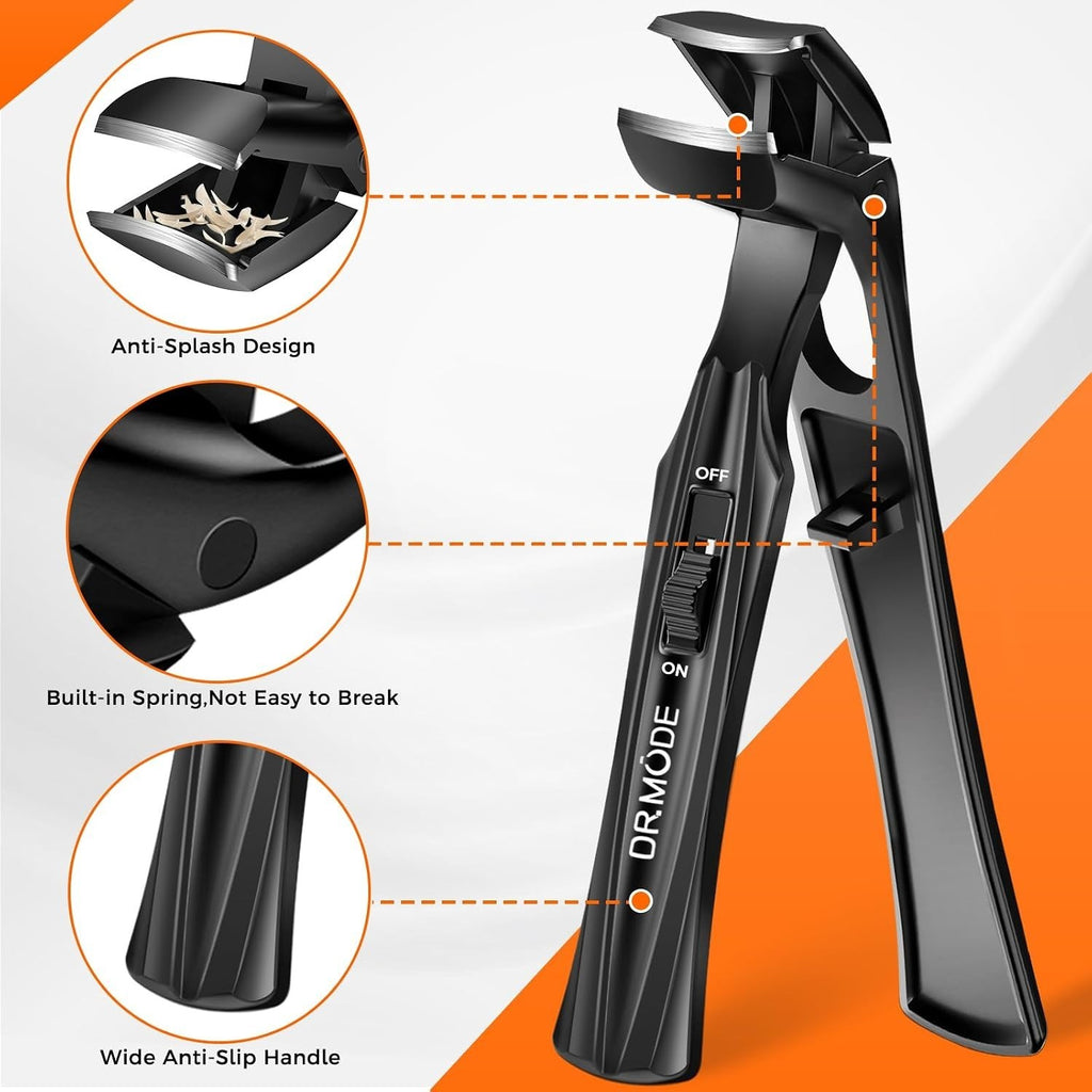 Heavy-Duty Toenail Clippers with Angled Head and Nail Catcher - Stainless Steel