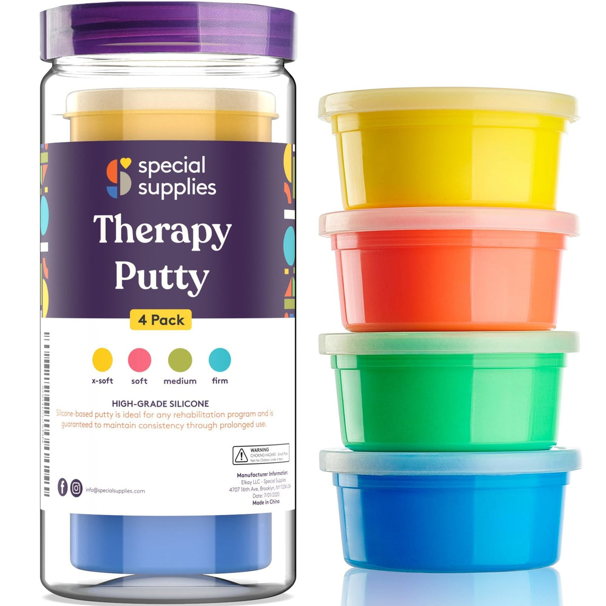 Therapy Putty for Hand Strengthening and Stress Relief - Set of 4 Colors