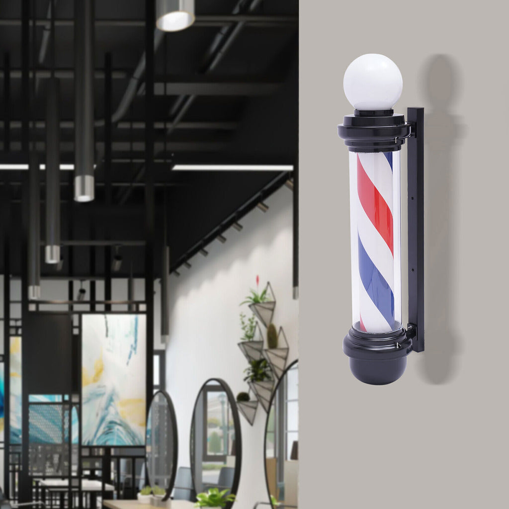 32-Inch Rotating LED Barber Pole Light for Hair Salons Outdoor Sign