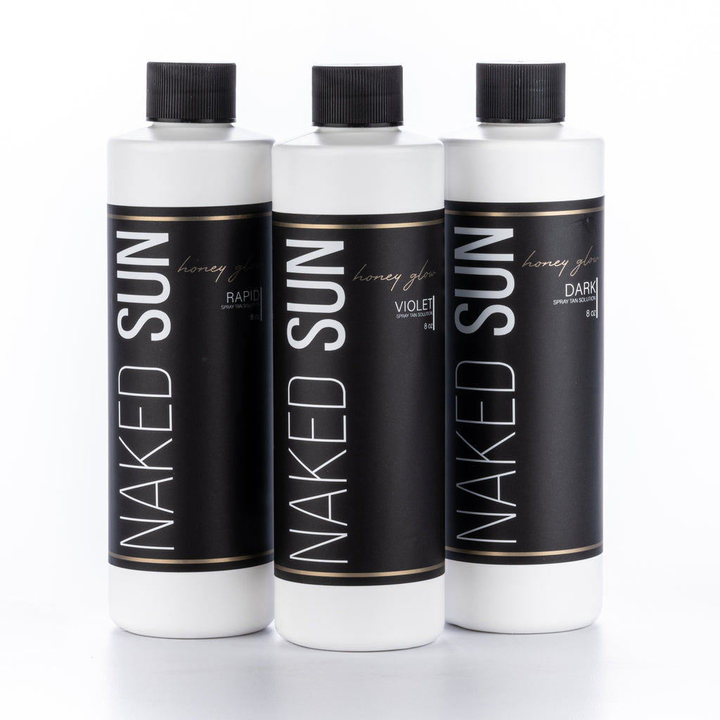 Honey Glow Spray Tanning Solution Set - Nourishing, Fast-Developing Dark & Medium Tans