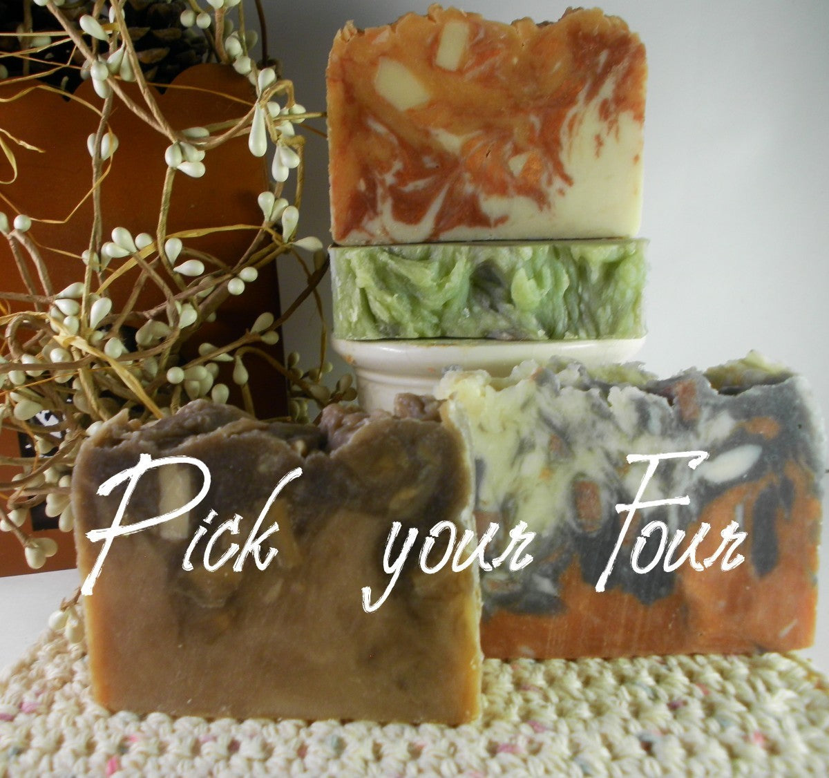 Natural Goat Milk Soap Set of 4 - Handmade with Shea & Honey