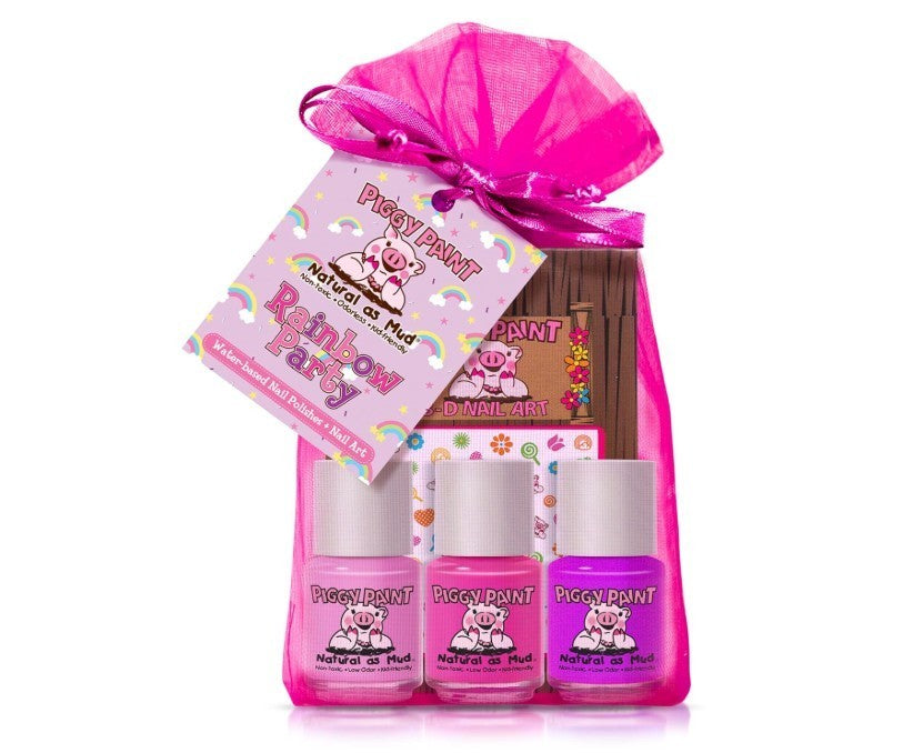 Kids Rainbow Nail Polish Set - Non-Toxic Water-Based, 3 Colors Safe for Children