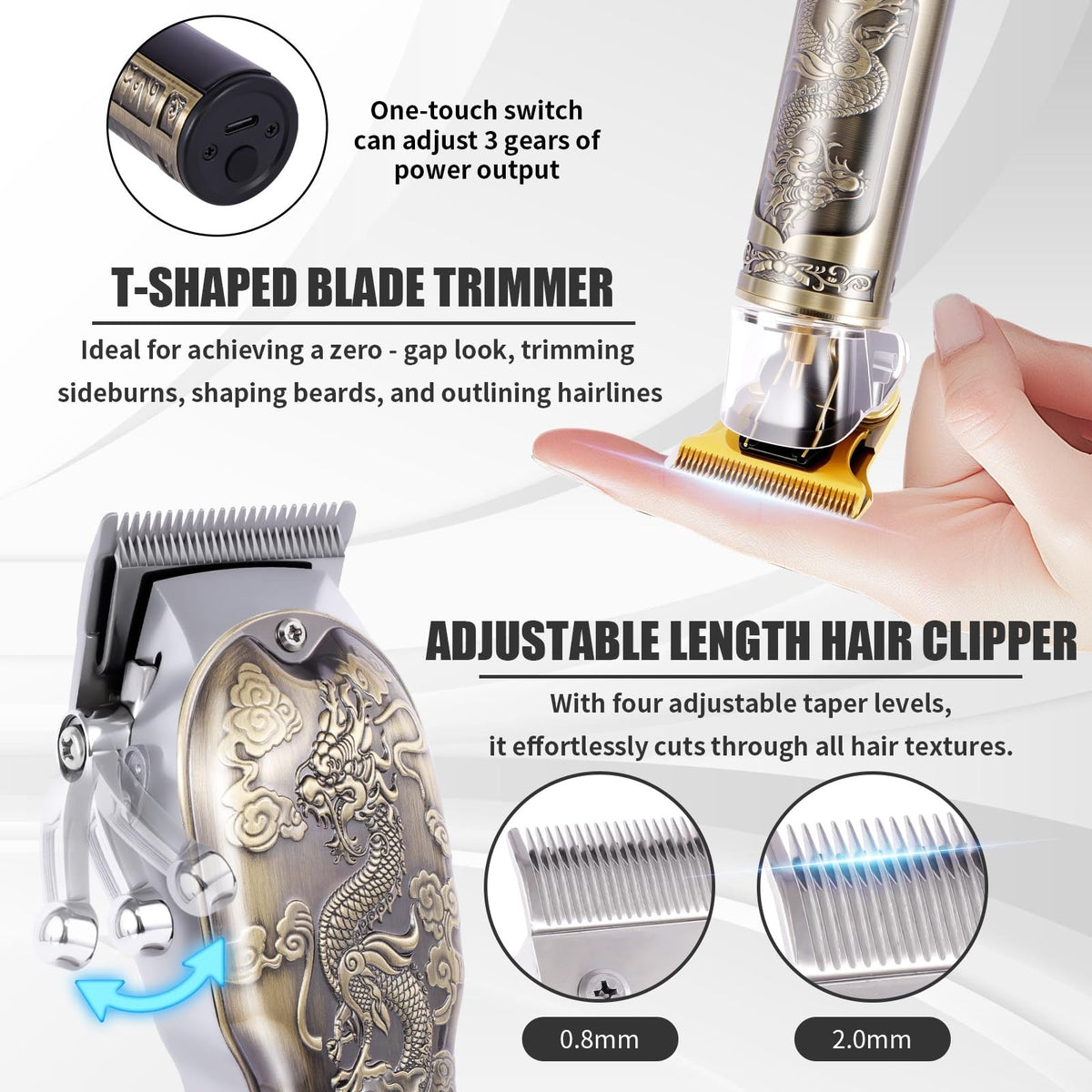 Professional Hair Clipper Set for Men with Trimmer & Shaver - Home & Barber Use