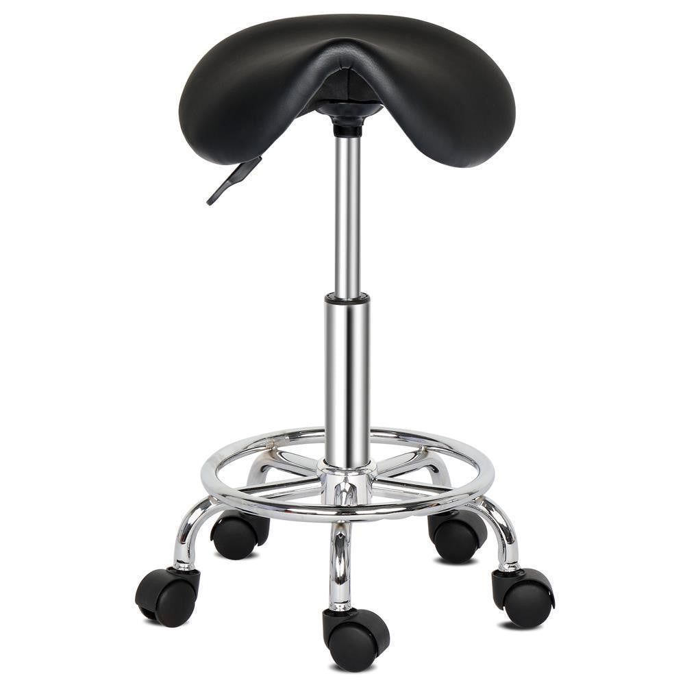 Adjustable Saddle Stool with Wheels Ergonomic Swivel Bar Chair