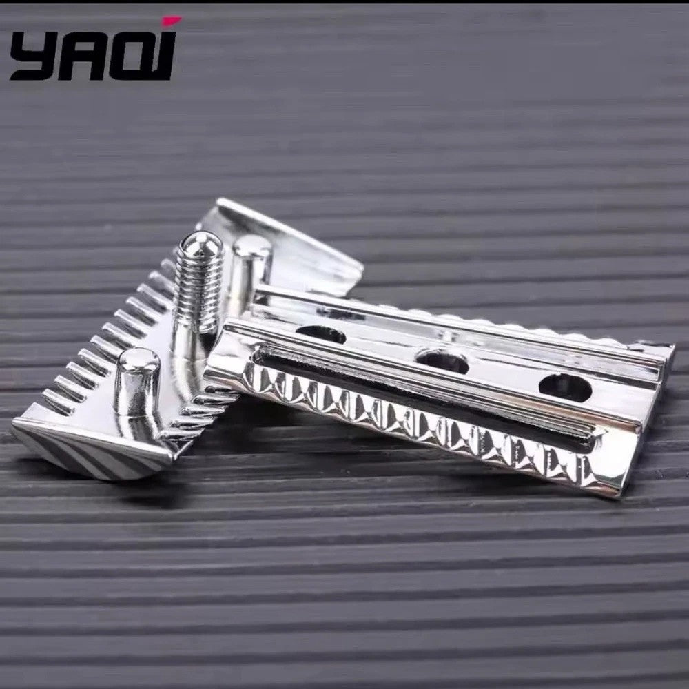 Double-Edged Safety Razor with Stand - Aggressive Slant Head & Blades Pack