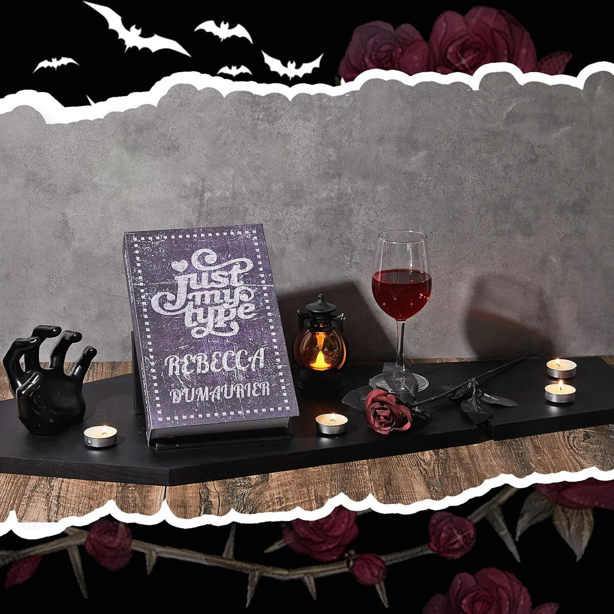 Halloween Coffin Bath Tray with Wine Notch and Book Holder - Black