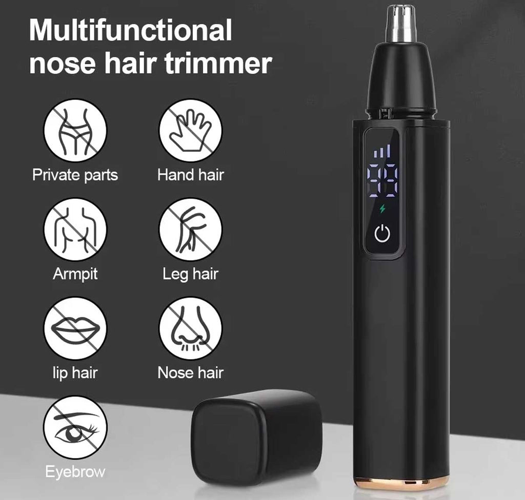 USB Rechargeable Waterproof Ear and Nose Hair Trimmer with LED Display