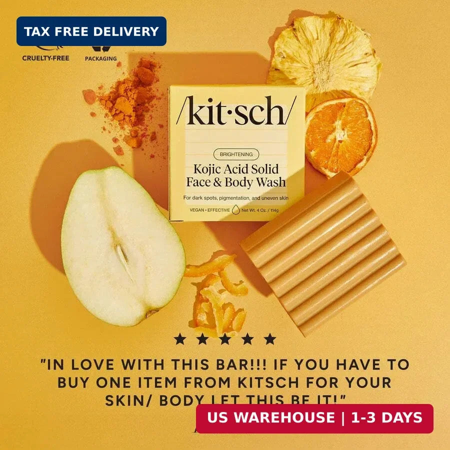 Kojic Acid & Turmeric Soap Bar - Brightening Hydrating Face & Body Wash - 4 oz
