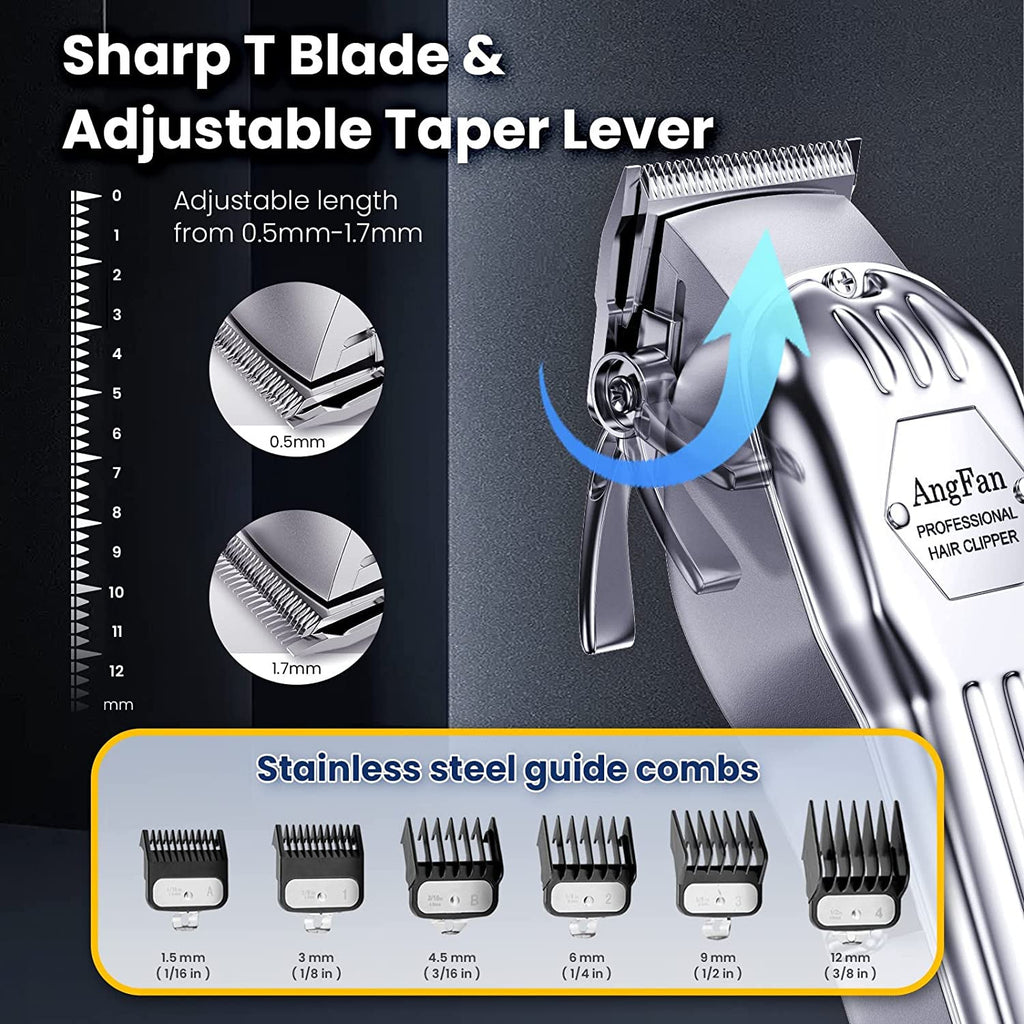 Professional Wireless Hair Clipper Kit for Men with Adjustable Blade and LED Display