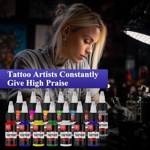 14-Color Tattoo Ink Set 15ml High-Pigment Professional Tattoo Supplies