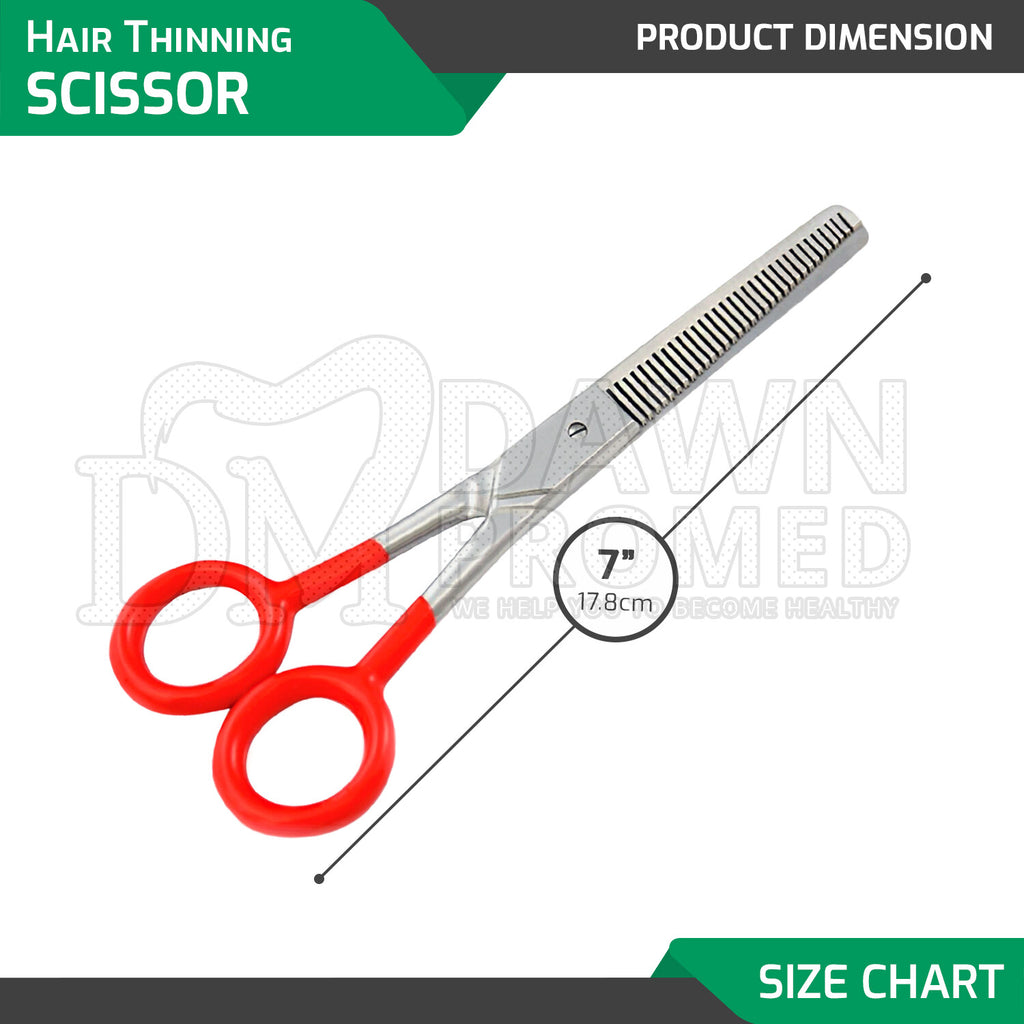 Professional Hair Cutting Shears & Thinning Scissors Set - 7" with Red PVC Handles