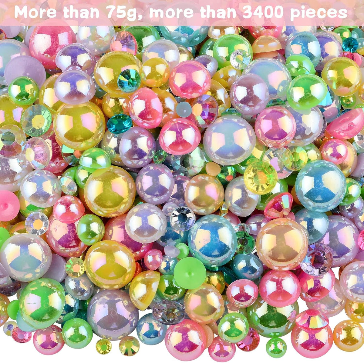 Resin Rhinestones and Half Pearls Kit for Nail Art and Crafting - 3900+ Pieces