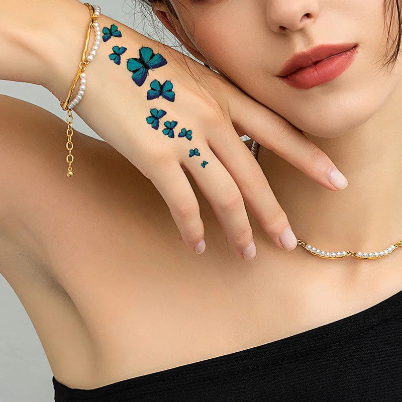Waterproof Temporary Tattoos Set – Butterfly, Rose & Feather Stickers (Disposable)