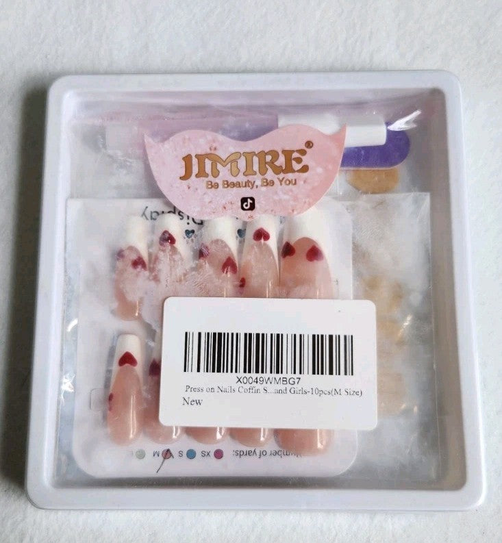 Medium Heart Press On Nail Kit - DIY Fake Nails for Manicure