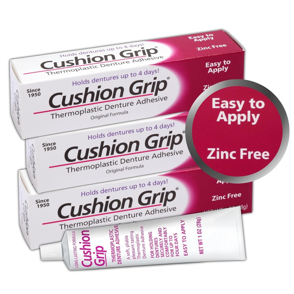 Denture Adhesive Cream 3 Pack, Waterproof, Non-Toxic, Long-Lasting Fit