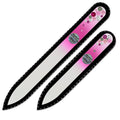 Glass Nail Files Set of 2 - Pink Hand & 135mm Crystal Nail Grooming Tools