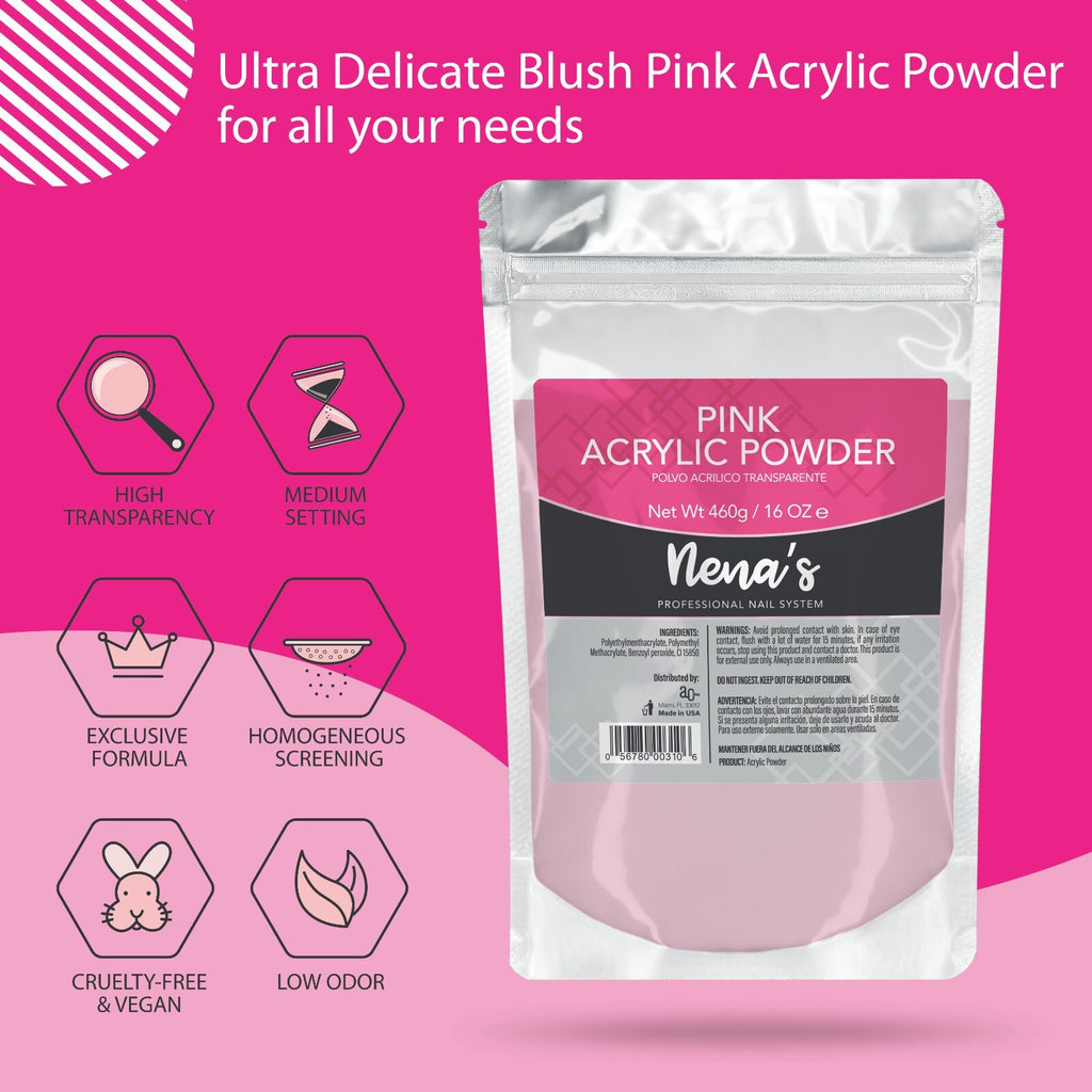 Professional Acrylic Nail Powder System 16 oz Clear Pink Cover Nude White
