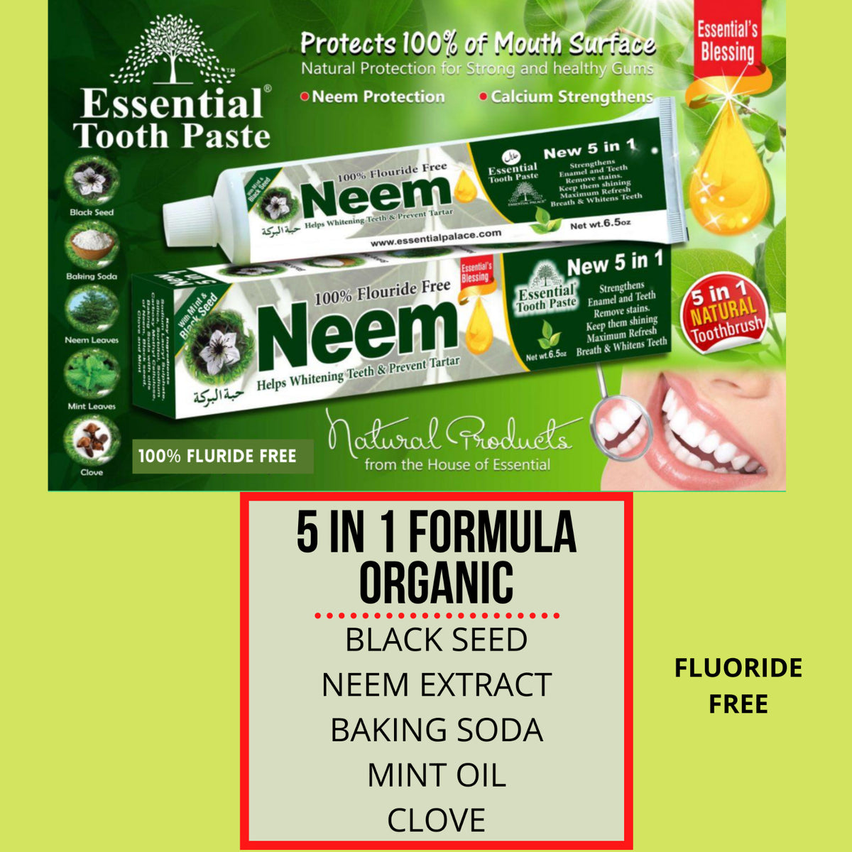 Natural Neem Toothpaste with Black Seed & Clove - Fluoride-Free Oral Care