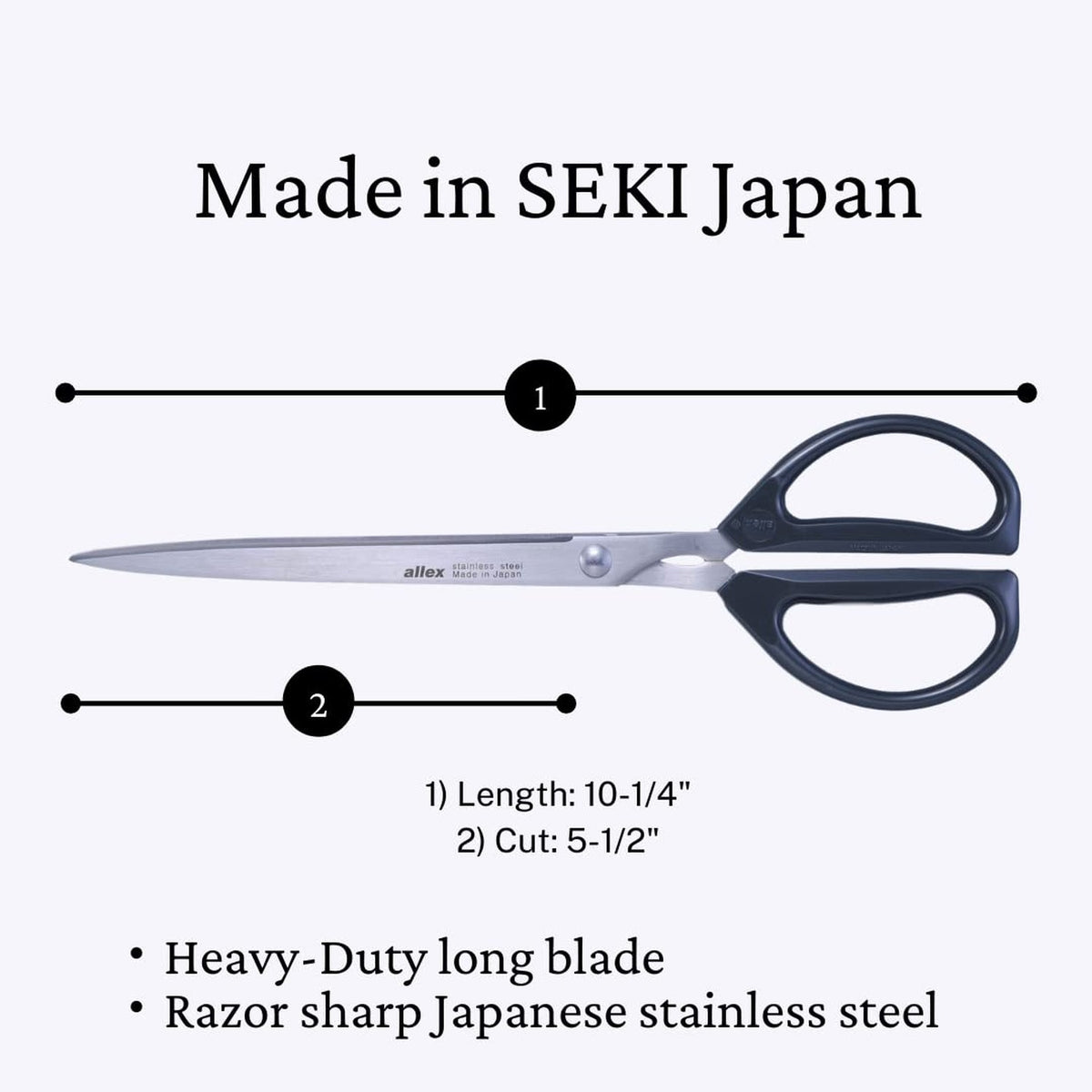 Giant Razor Sharp Japanese Stainless Steel Scissors for Heavy Duty Cutting - 10 1/4"