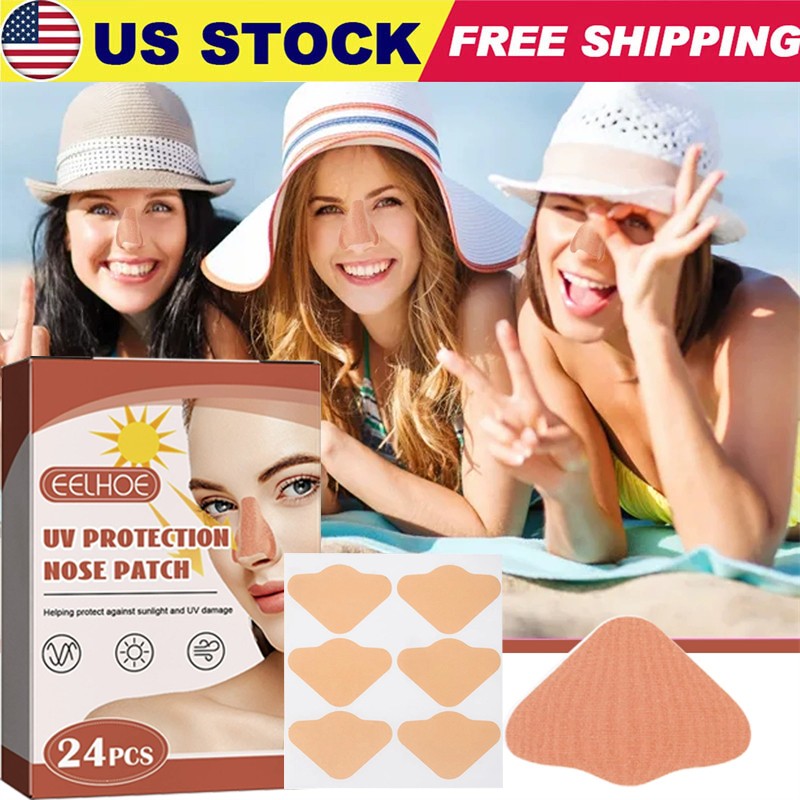 24 Pack Sun Protection Nose Patches UV Shield for Outdoor Activities - Beige