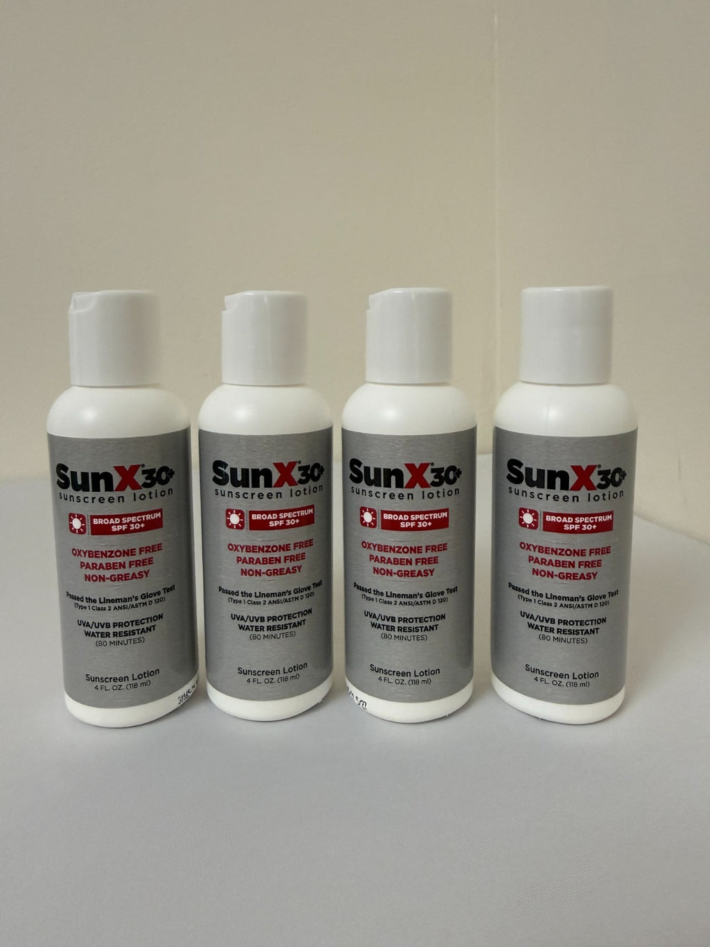 SunX SPF 30 Sunscreen Lotion 4oz Pack of 4 Water-Resistant Broad Spectrum