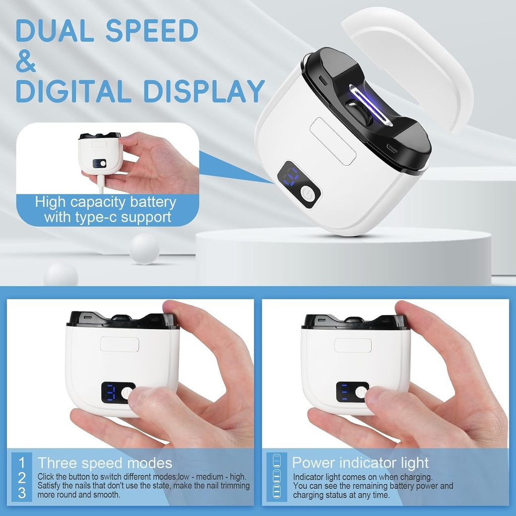 Electric Baby Nail Trimmer with LED Light & 3 Speed Settings, Rechargeable