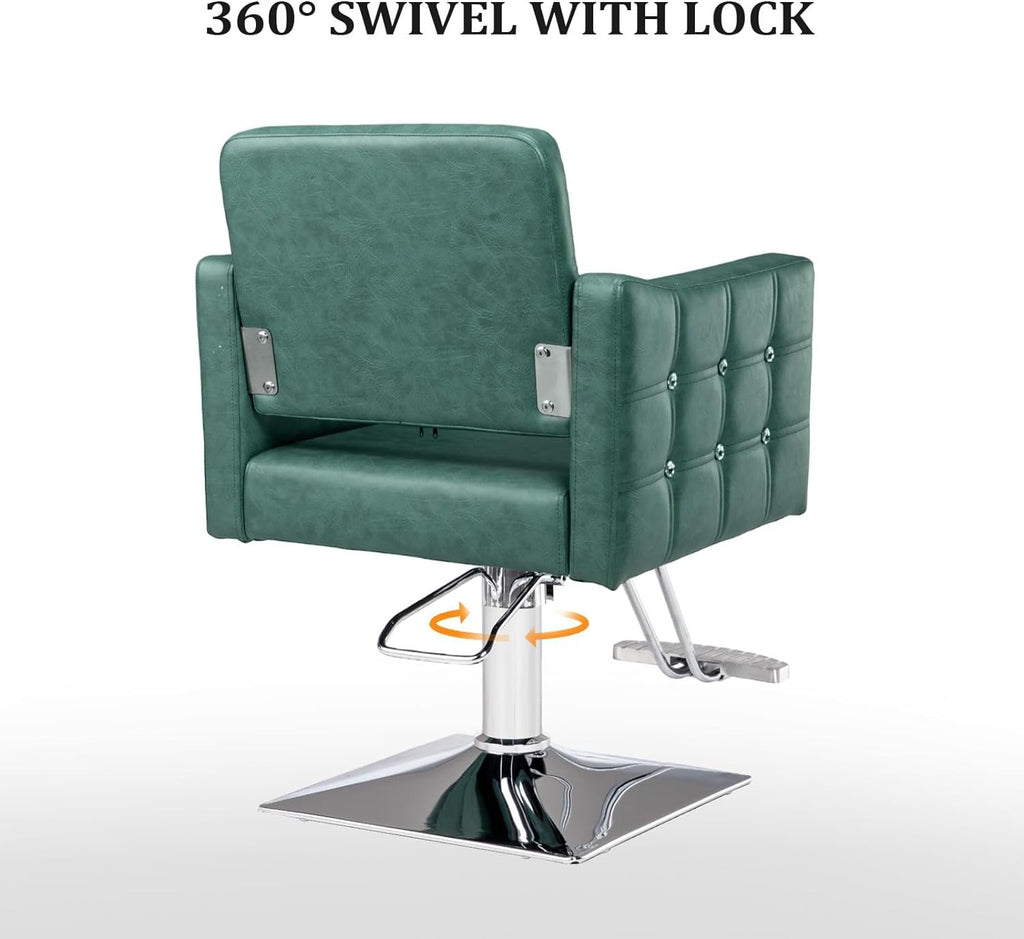 Hydraulic Barber Chair for Hair Salon & Home Use - Green