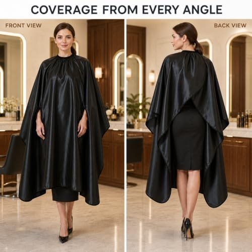 Black Waterproof Hairdressing Cape 57 x 63 Inches Salon Barber Gown