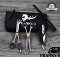 Professional Hair Cutting & Thinning Scissors Set with Razor and Pouch - 6.5 Inch