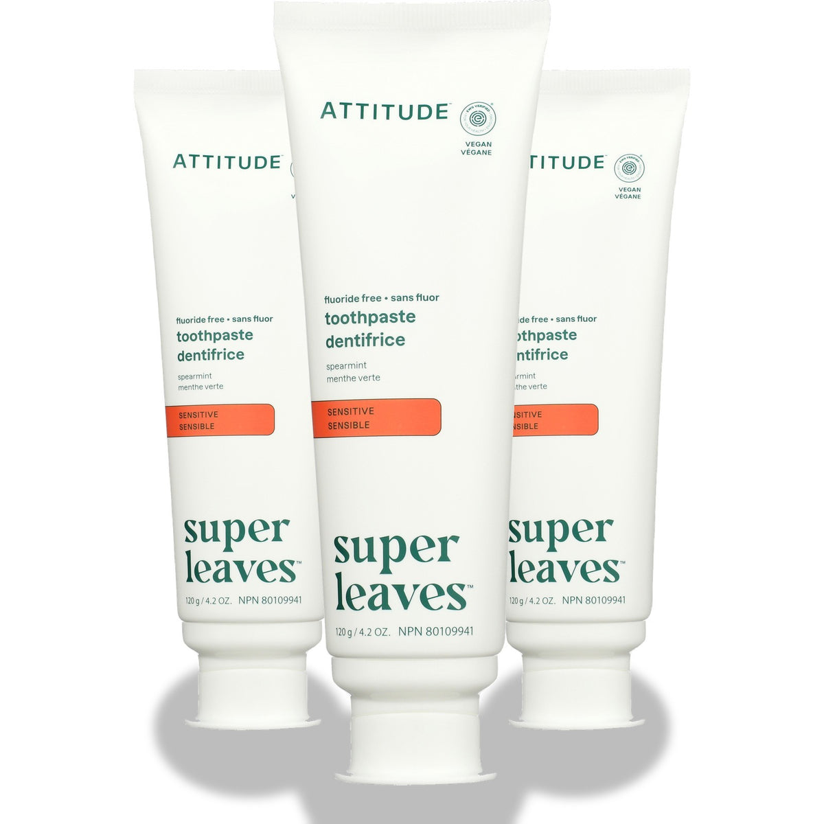 Sensitive Fluoride-Free Toothpaste 3 Pack - Natural Leaves Extracts