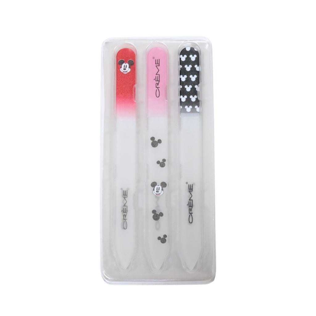 Crystal Nail File Set with Mickey Mouse Designs - Double Sided Glass Files, 3 Pack