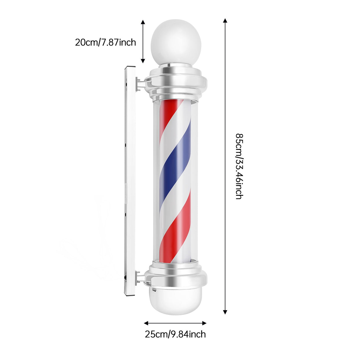 Outdoor Barber Pole Light with Rotating LED Stripes for Hair Salon Signage