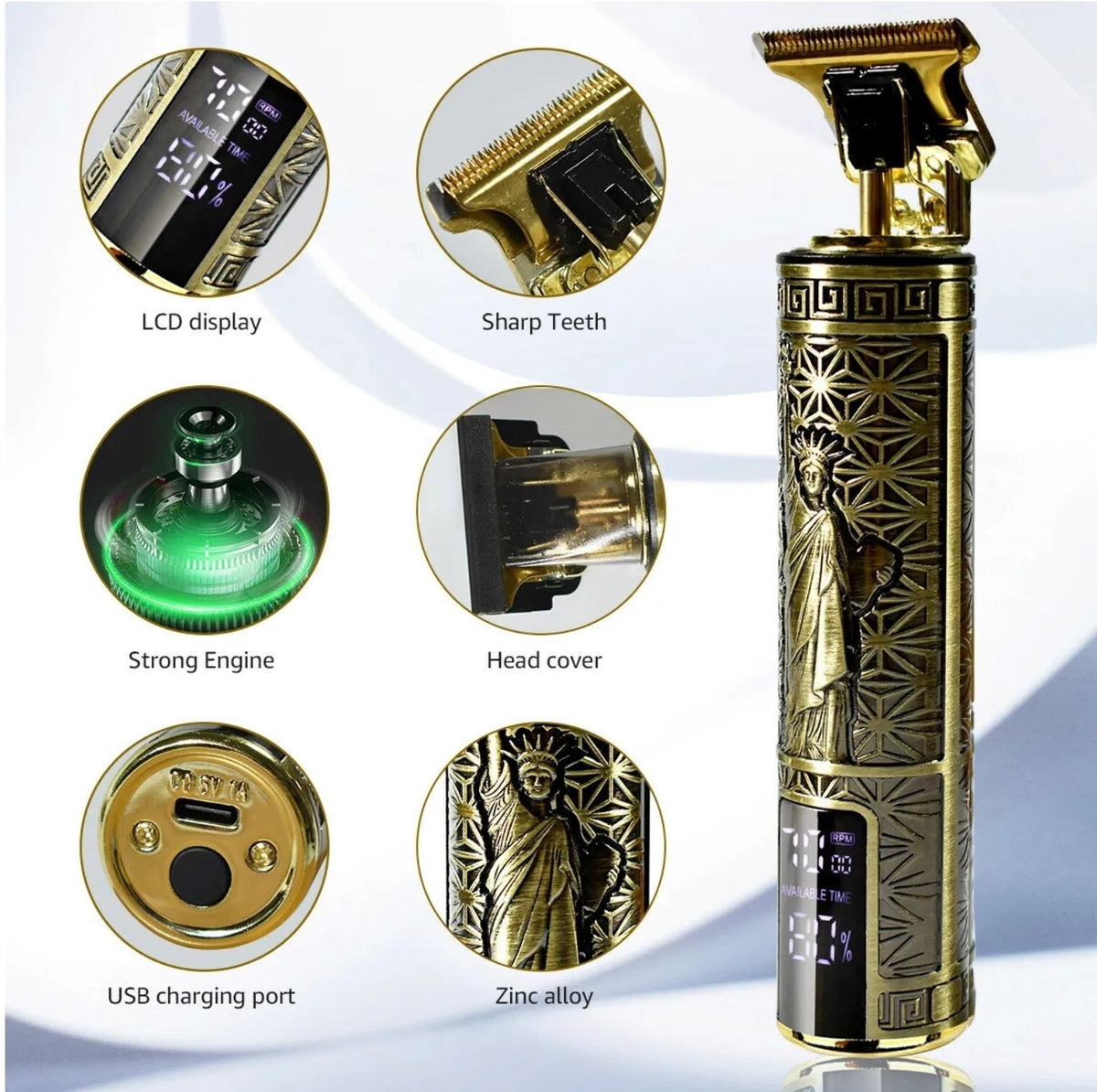 Professional Cordless Beard & Hair Trimmer for Men Zero Gapped Edgers