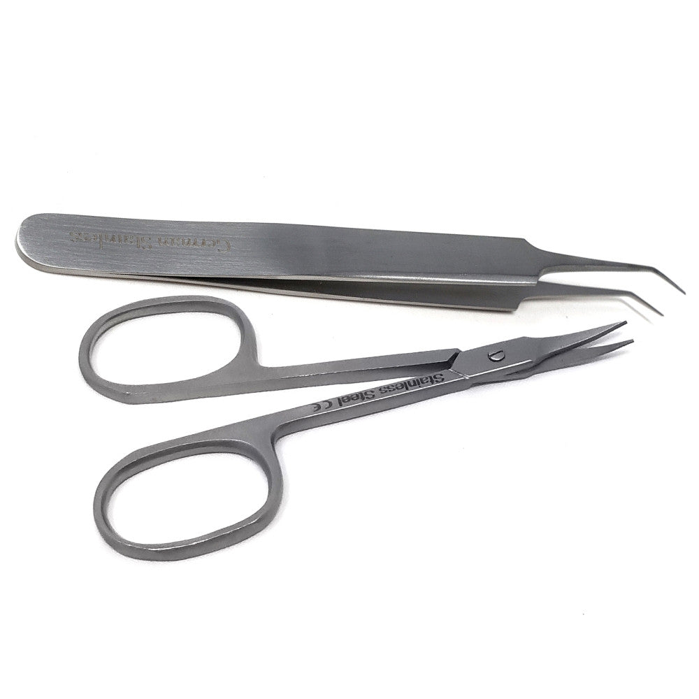 Salon Hair & Eyebrow Grooming Kit with Arrow Scissors & Tweezers