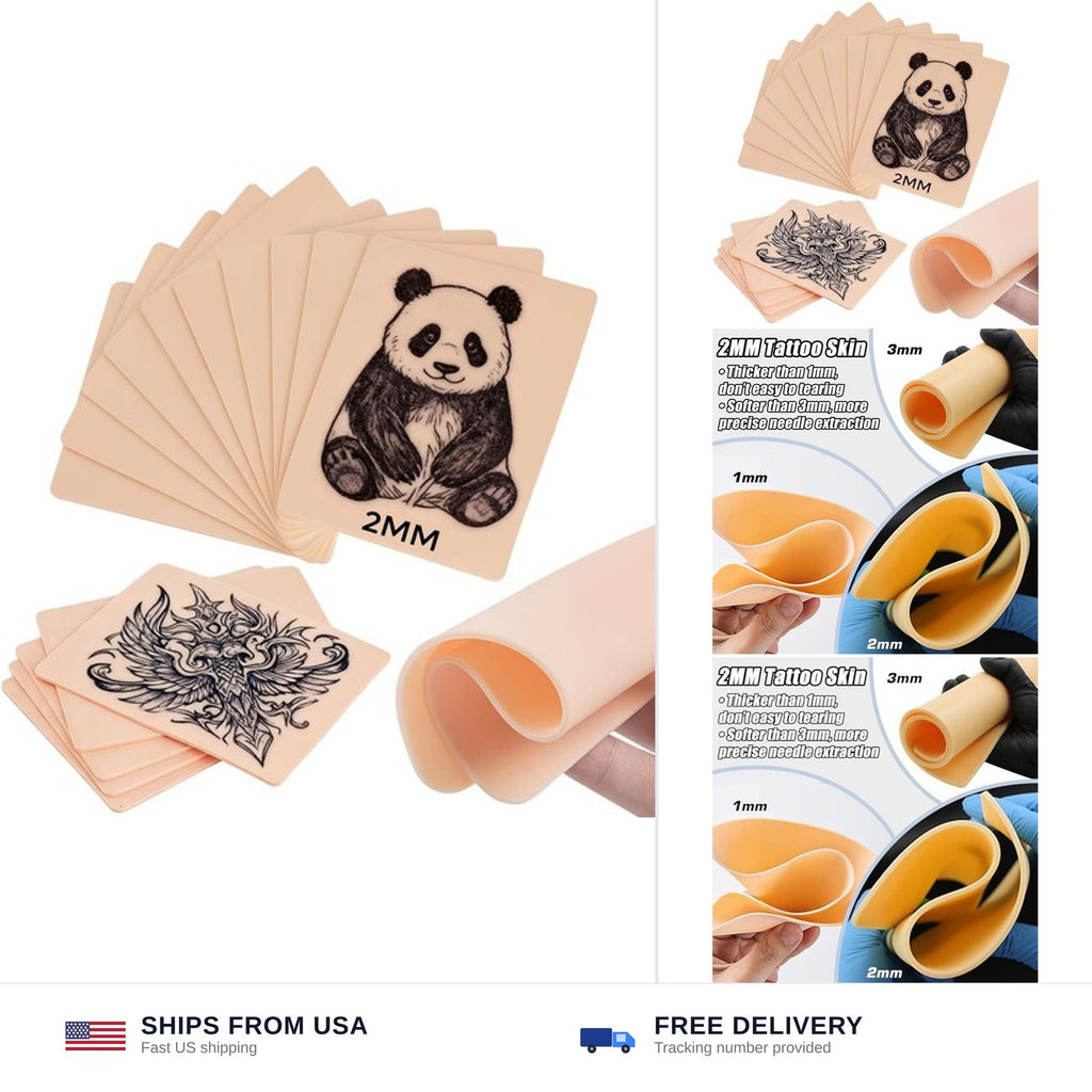 2mm Tattoo Practice Skin – Double-Sided, Reusable, 10 Pack