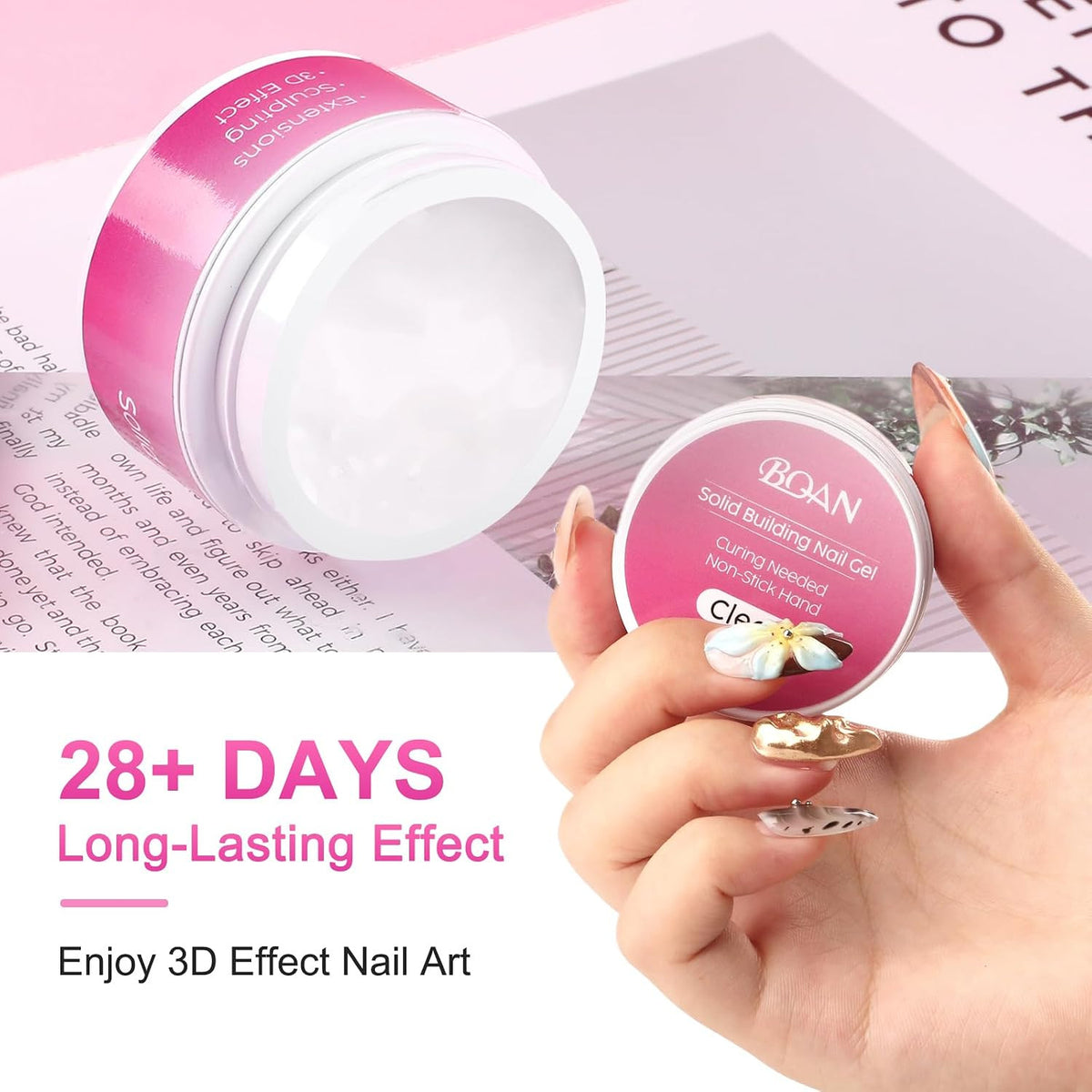 3D Nail Sculpting Gel Kit for Nail Art & Extensions - White & Clear