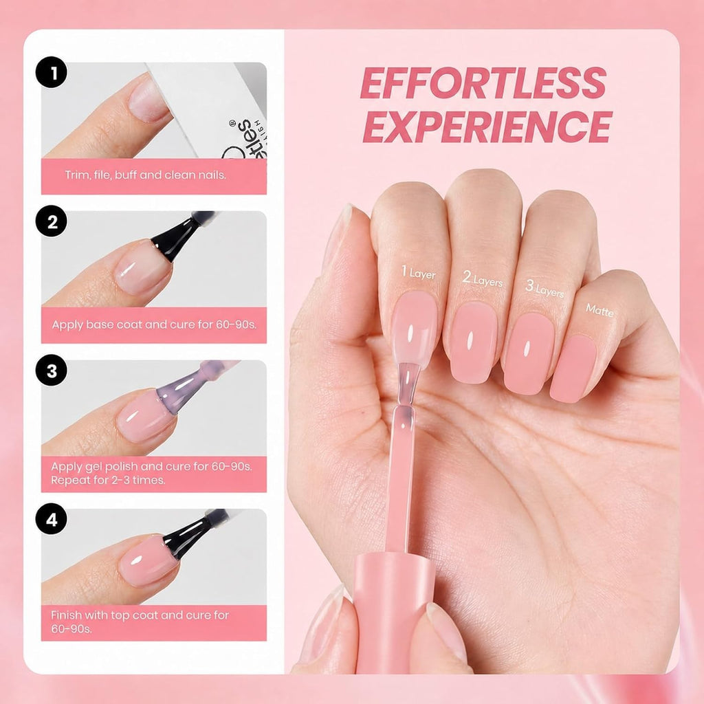 15ml Jelly Gel Nail Polish Nude Pink High Shine Long Lasting Manicure