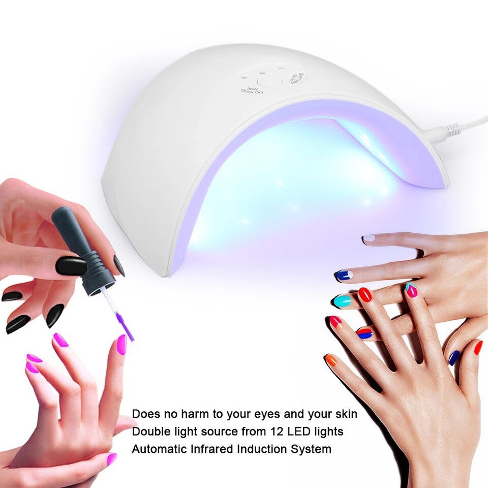 36W LED UV Nail Polish Dryer Lamp Gel Acrylic Curing Light Spa Kit