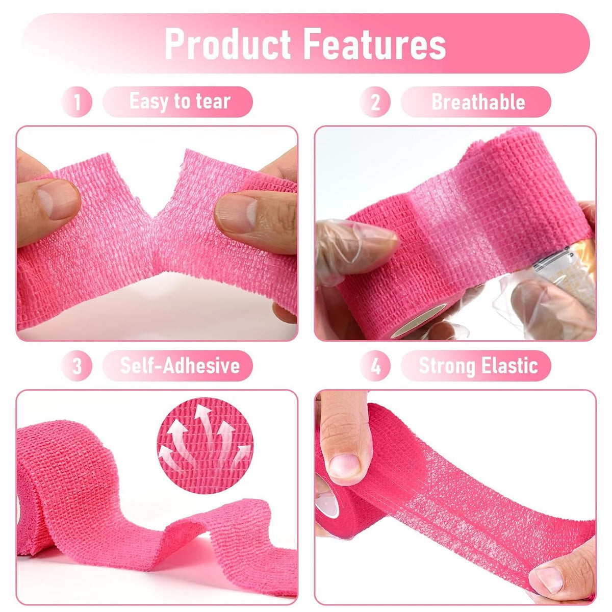 Pink Tattoo Pen Covers & Grip Tapes Set – 200 Pcs, Waterproof 2" Covers & 2"x5yd Grips