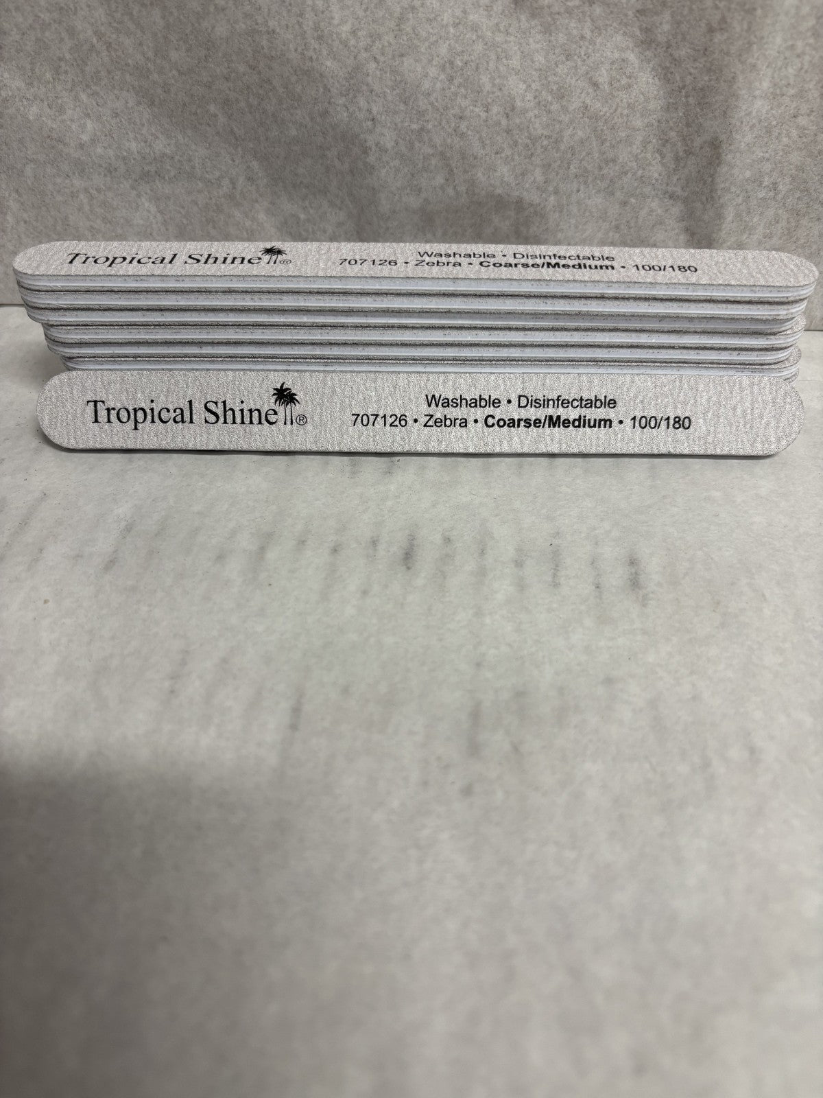 Tropical Shine Zebra Nail File Set 100/180 Grit 10 Pieces - Course & Medium