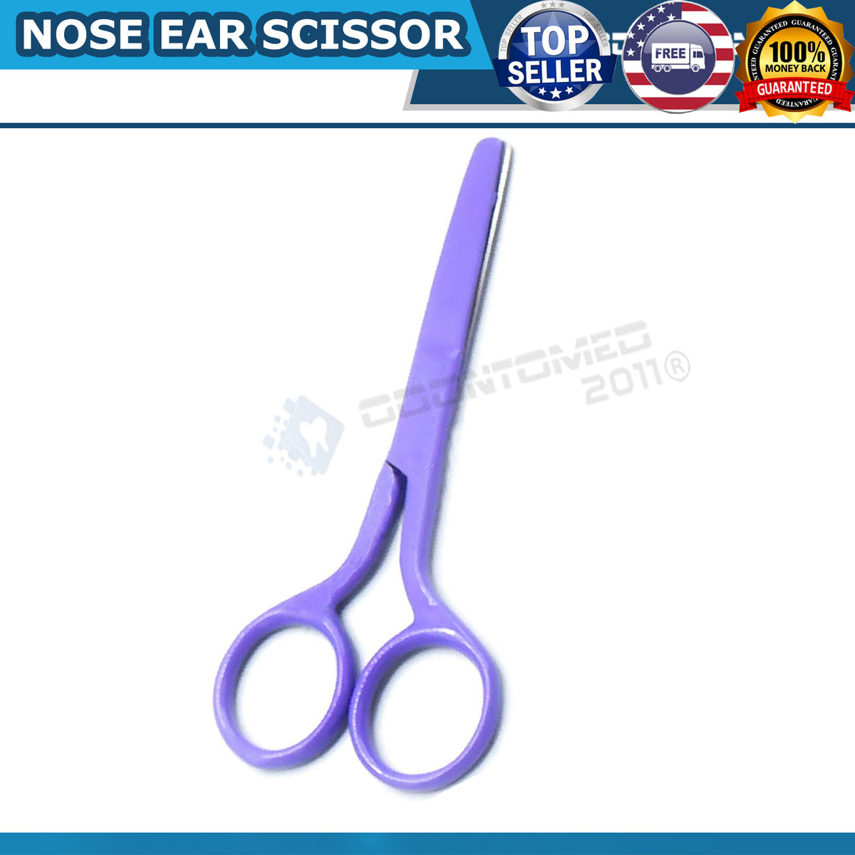 6 Pieces Facial Nose Ear Hair Remover Scissors with Safety Tips - Purple