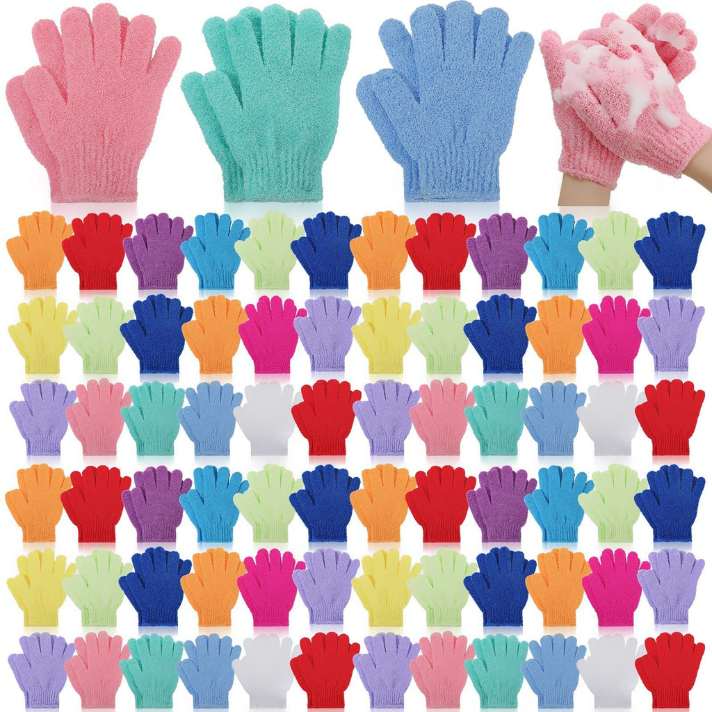 Exfoliating Bath Gloves - Double-Sided Scrub Mitts in 13 Colors, 100 Pcs