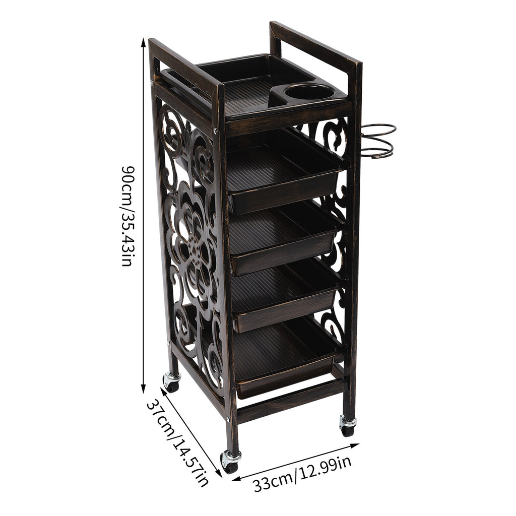 Vintage 5-Tier Salon Trolley with Wheels for Hair Tools Storage
